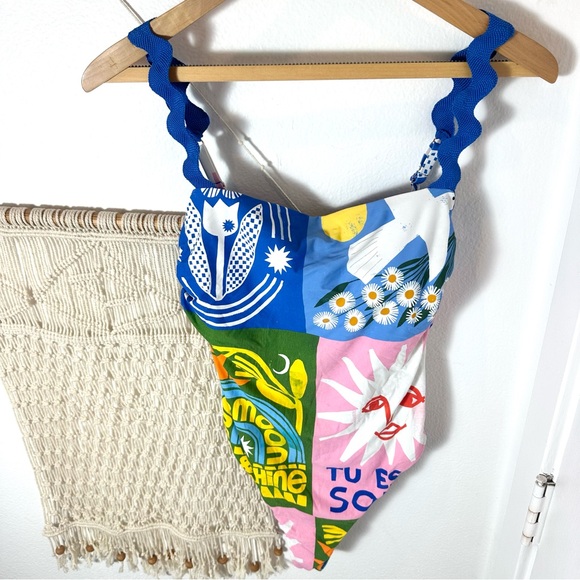 Anthropologie Other - Anthropologie Sun Boho Blue Scandinavian Anisa Makhoul Patchwork Bathing Suit 1X